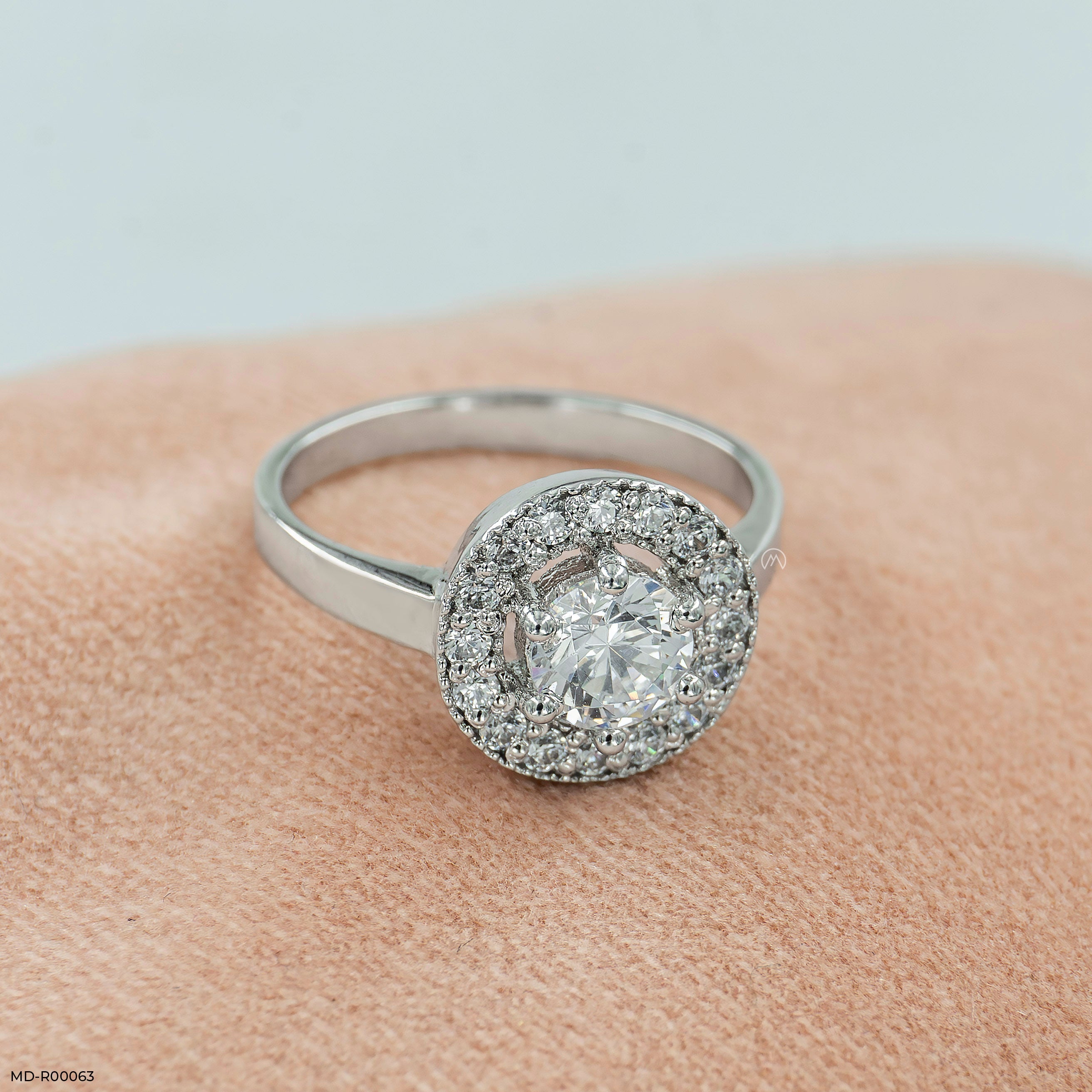 Rosy Halo Solitaire Rings