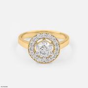 Rosy Halo Solitaire Rings 9K Yellow Gold