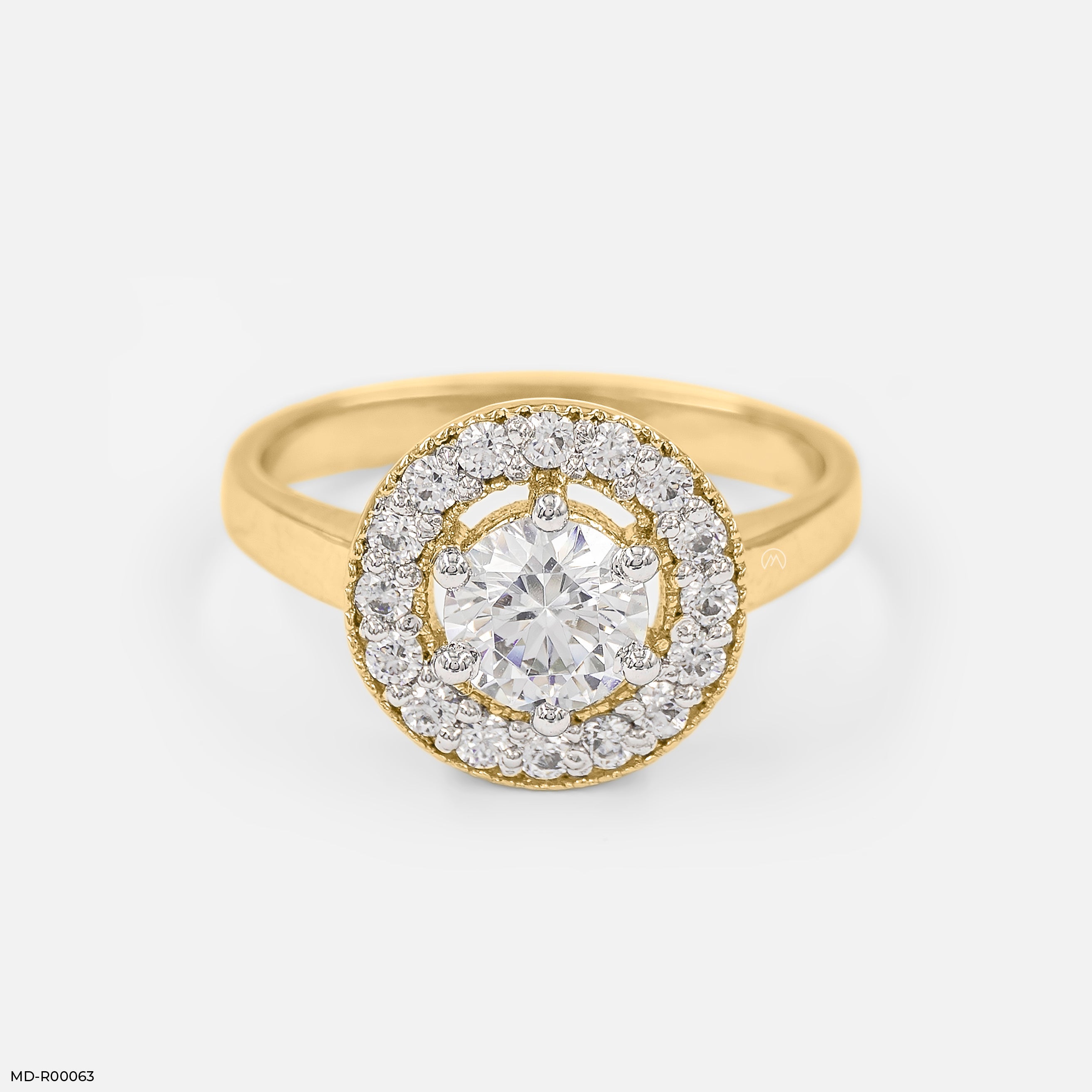 Rosy Halo Solitaire Rings 9K White Gold