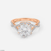 2.5 Carat Round Infinity Whirl Ring 14K Rose Gold