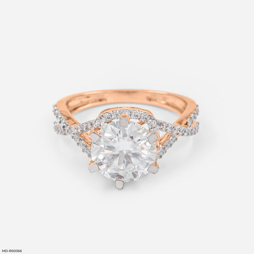 2.5 Carat Round Infinity Whirl Ring 14K Rose Gold