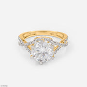 2.5 Carat Round Infinity Whirl Ring 14K Yellow Gold
