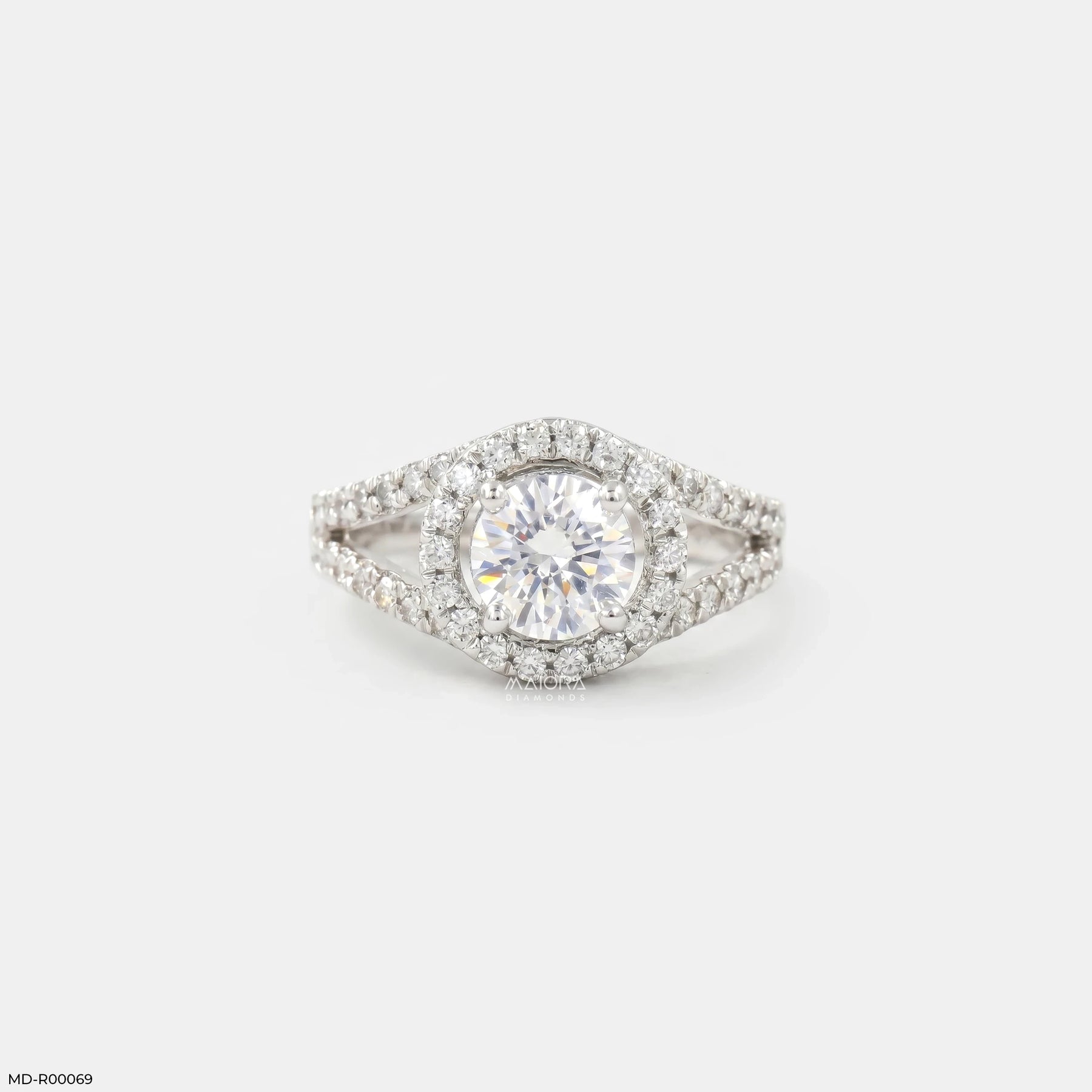 1 Carat Round Solitaire Victorian Halo Ring Platinum 950