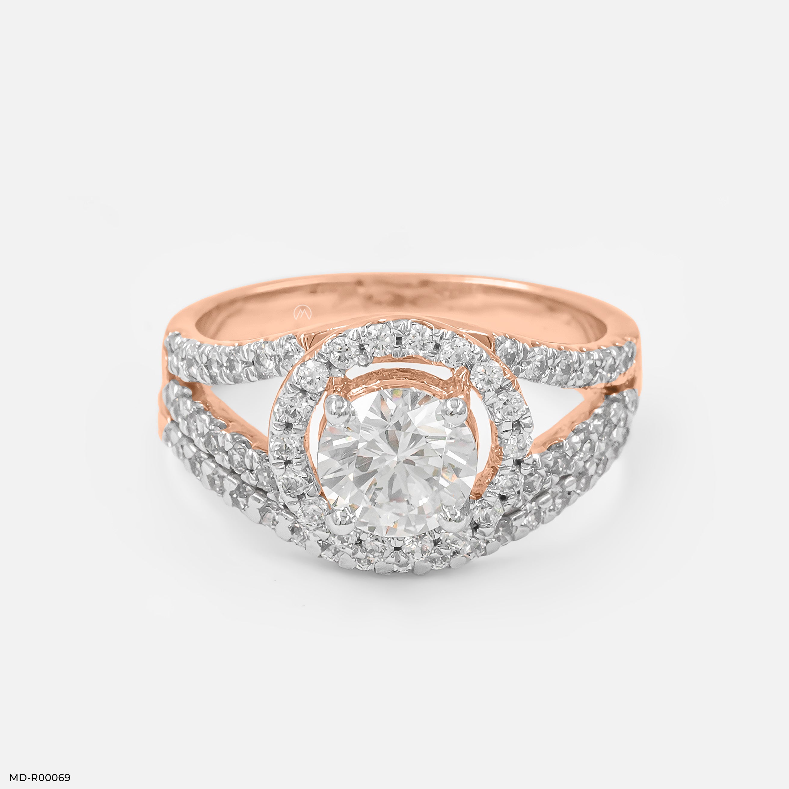 1 Carat Round Solitaire Victorian Halo Ring