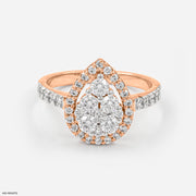 Pear Engagement  Diamond Rings 9K Rose Gold