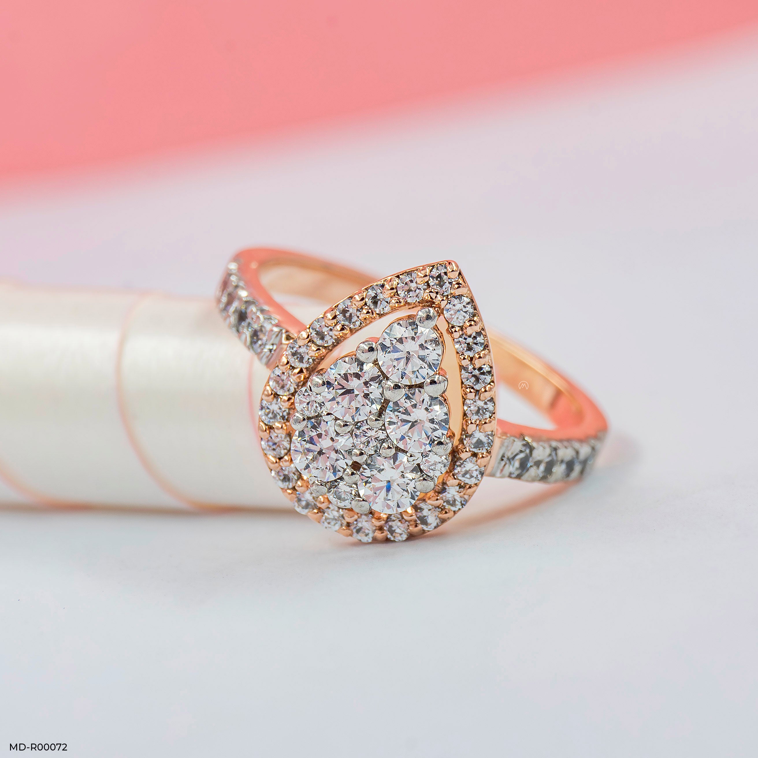 Pear Engagement  Diamond Rings 9K Rose Gold
