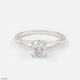 Parallel-Band Solitaire Ring 14K White Gold