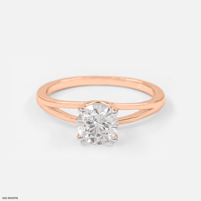 Parallel-Band Solitaire Ring 14K White Gold