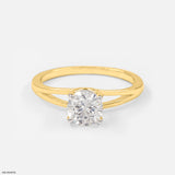 Parallel-Band Solitaire Ring 14K White Gold