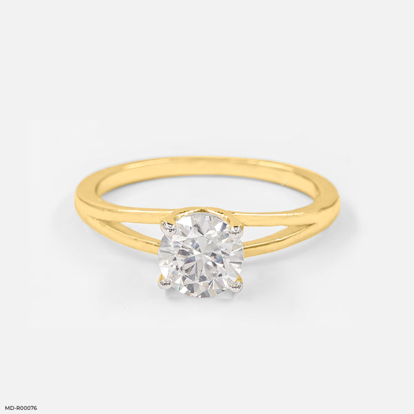 0.90 Carat Round Solitaire Ring 18K Yellow Gold