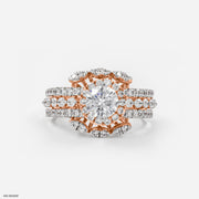 0.75 Carat Round Solitaire Halo Ring 14K Rose Gold