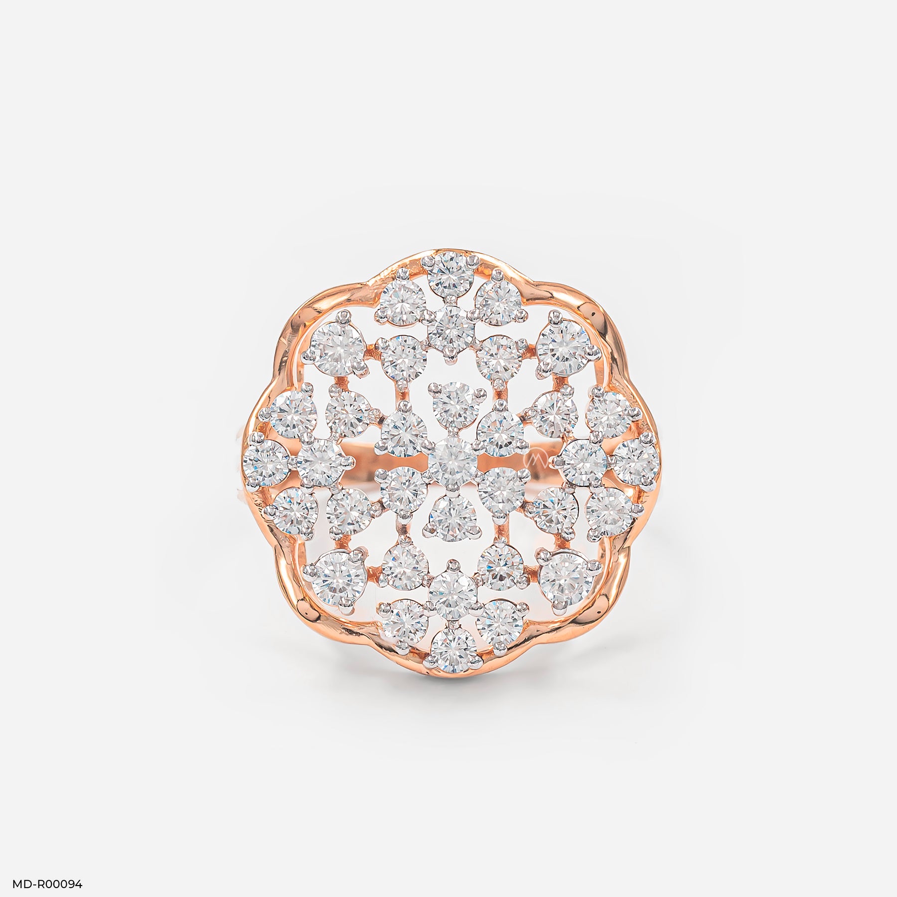 The Diamond Flower Cluster Ring 9K Rose Gold
