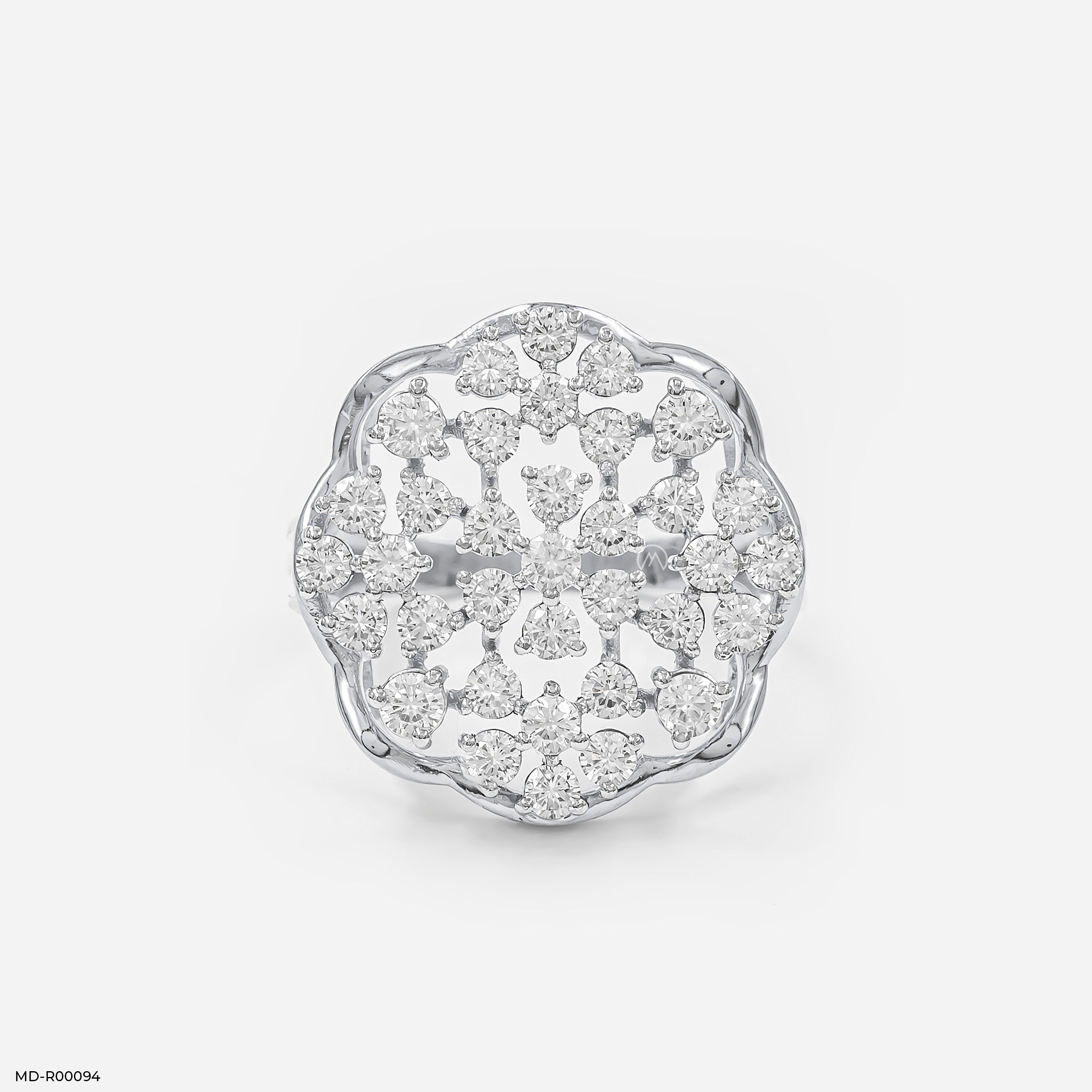 The Diamond Flower Cluster Ring 9K White Gold