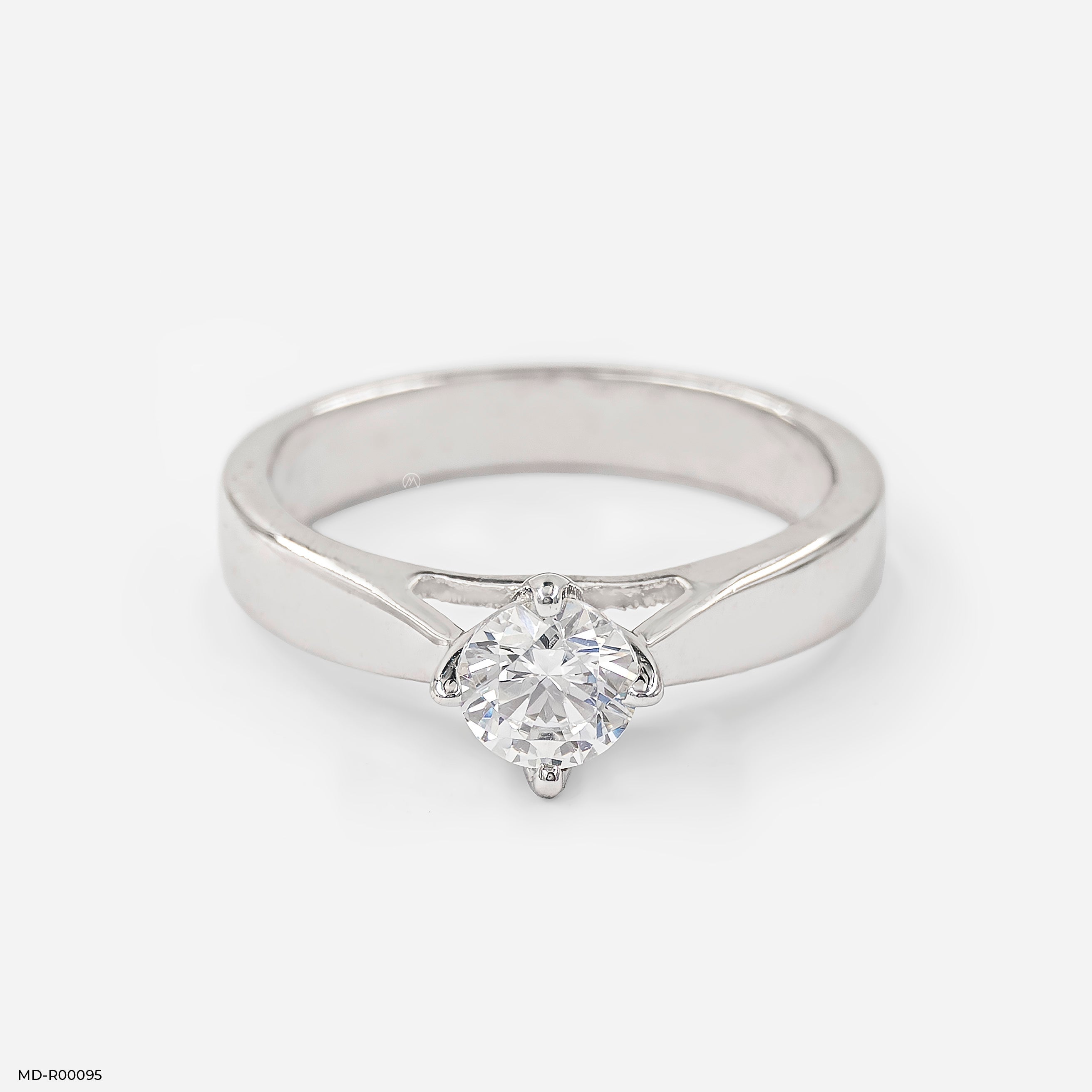 Twain Solitaire Ring 14K White Gold