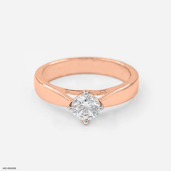 Twain Solitaire Ring 14K Rose Gold