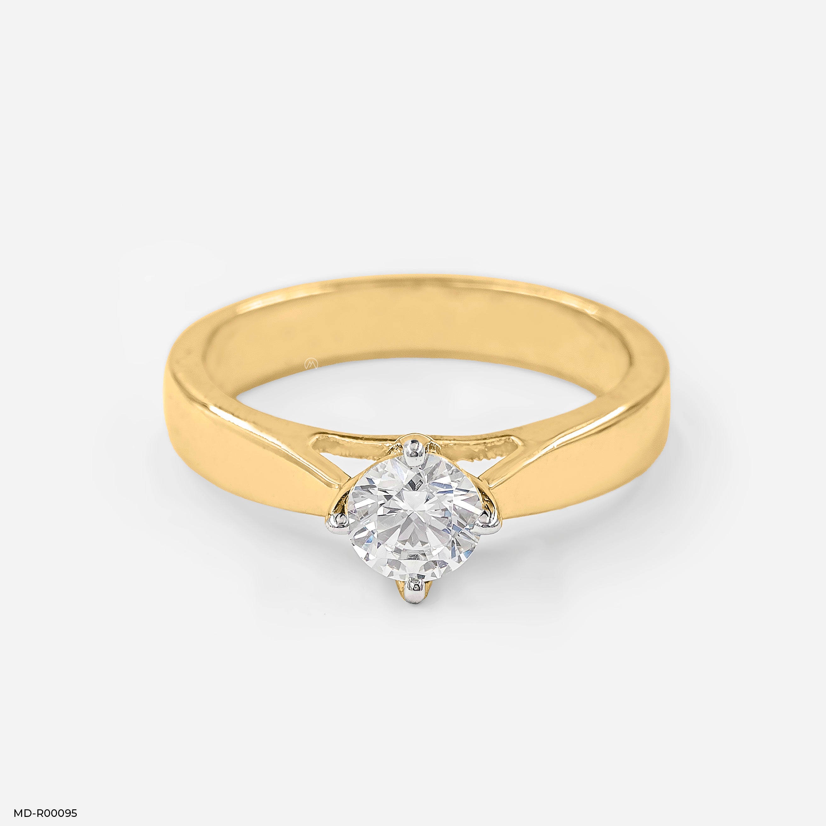 Twain Solitaire Ring 14K Yellow Gold