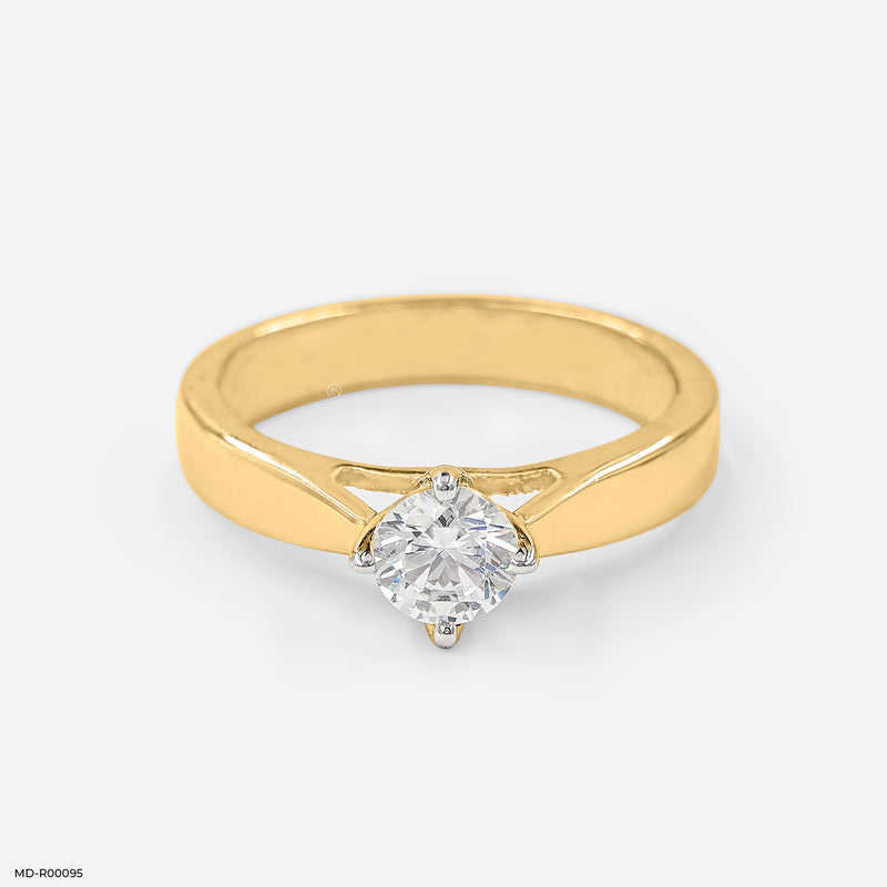 Twain Solitaire Ring 14K Yellow Gold