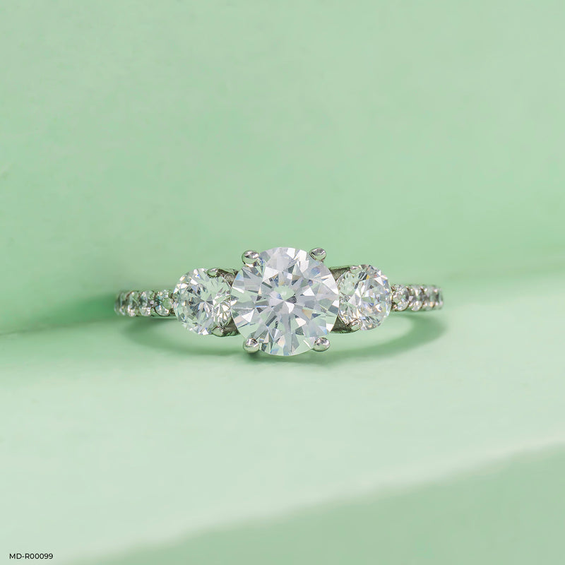 Trinity Solitaire Ring 9K White Gold