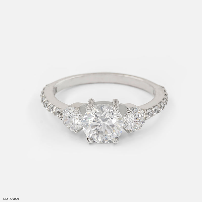 Trinity Solitaire Ring 9K White Gold