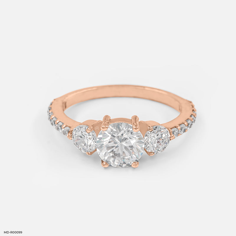 Trinity Solitaire Ring 9K White Gold