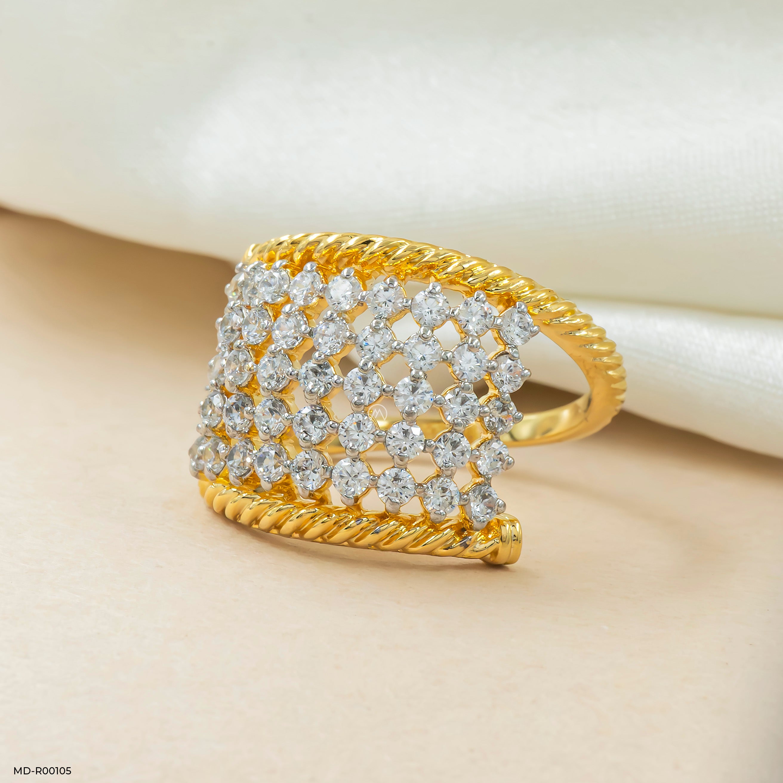 The Diamond Lattice Cuff Ring 9K Rose Gold