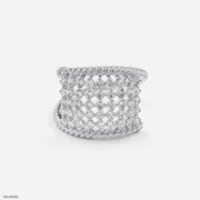 The Diamond Lattice Cuff Ring 9K White Gold