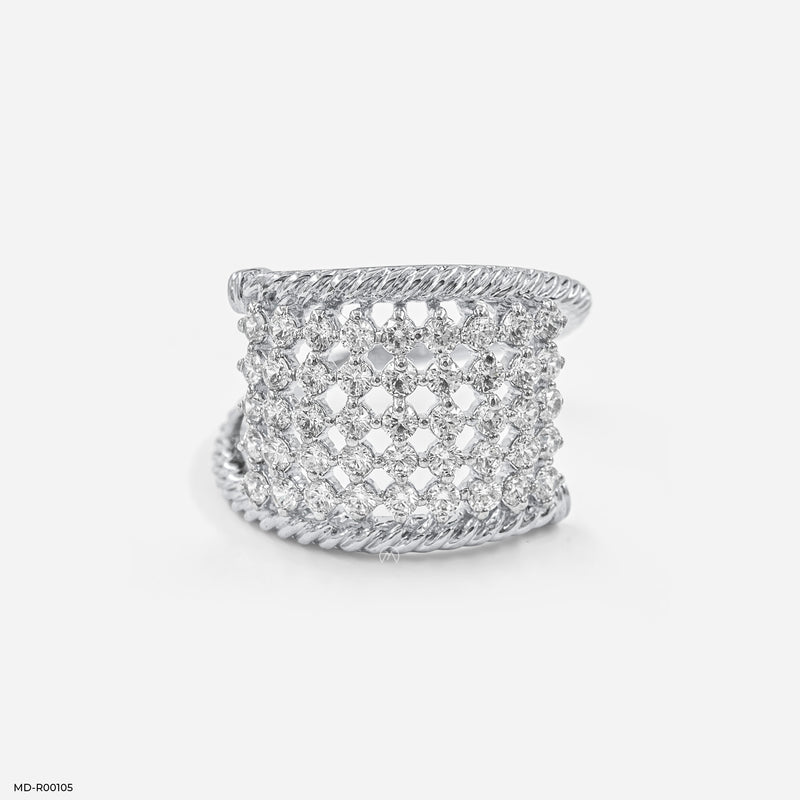 The Diamond Lattice Cuff Ring 14K Yellow Gold