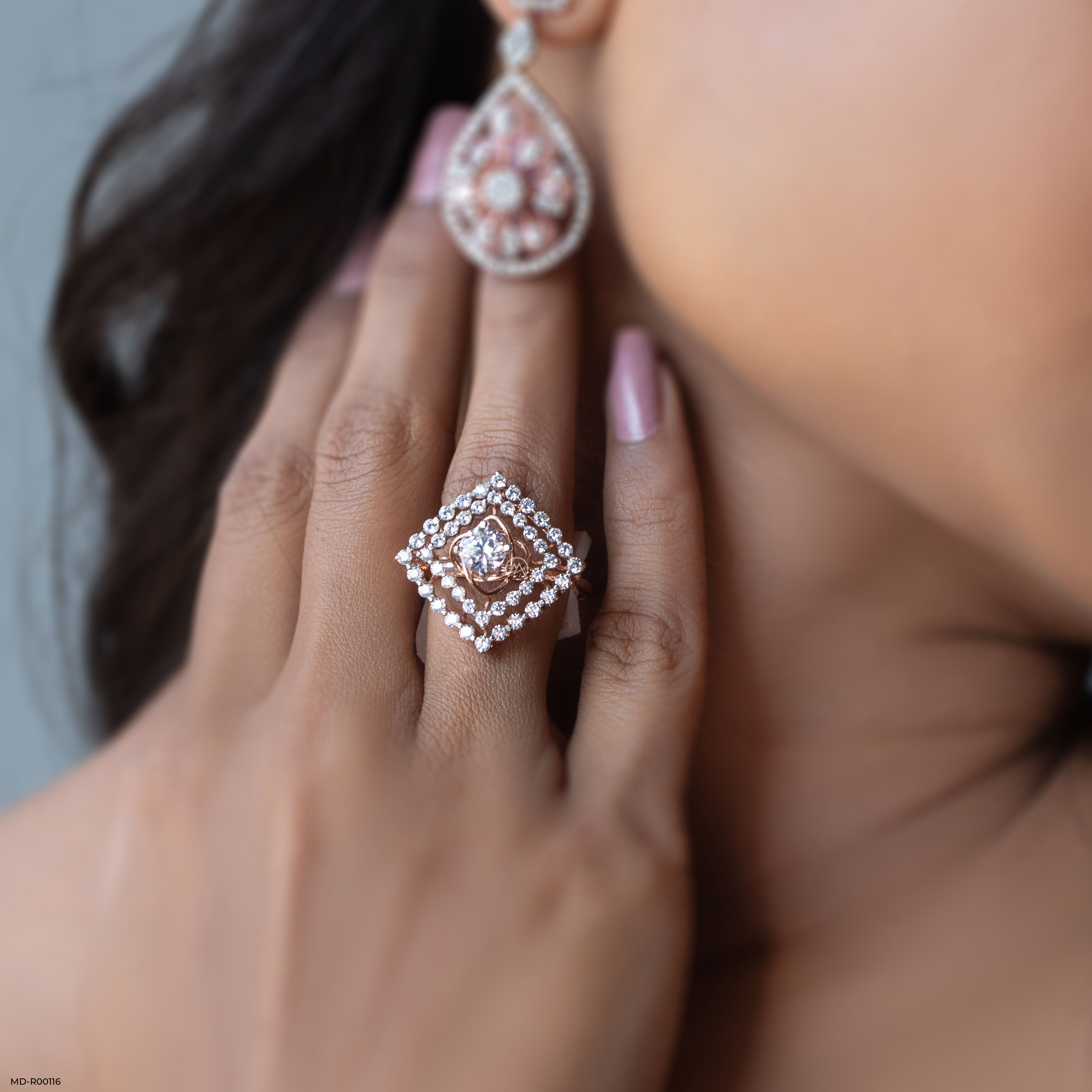 The Diamond Kite Ring 9K Rose Gold
