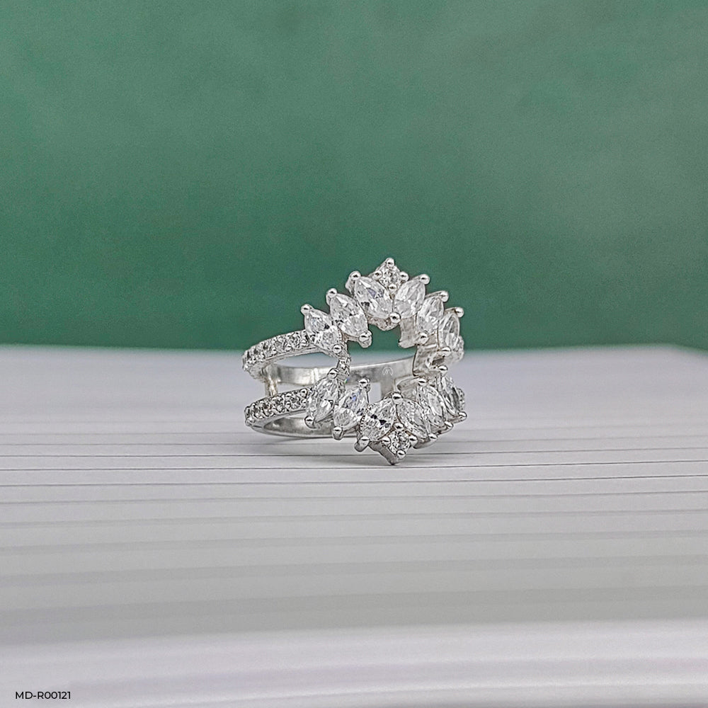 The Trio-Crimson Elliptical Rings 14K Rose Gold