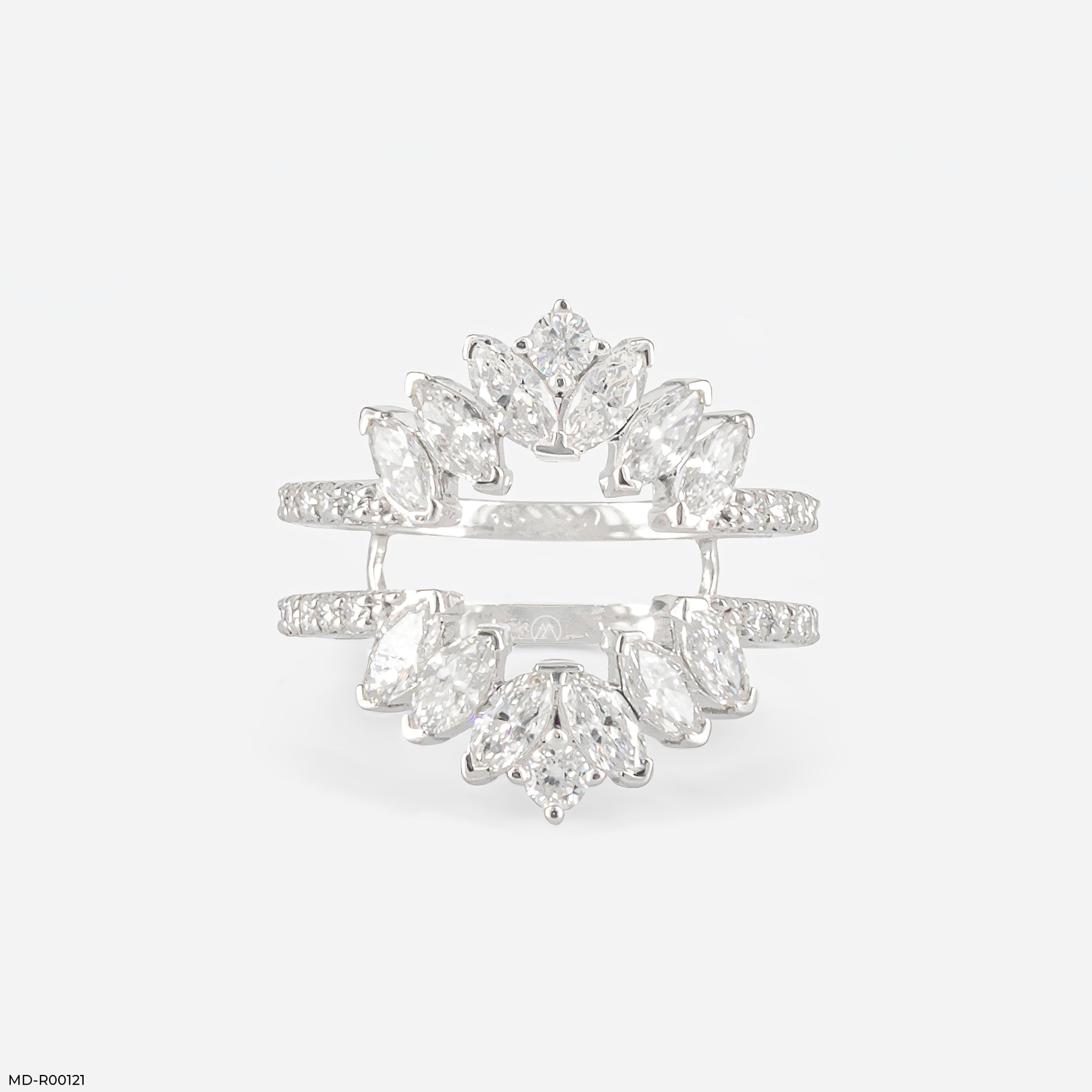 The Trio-Crimson Elliptical Rings 14K Rose Gold