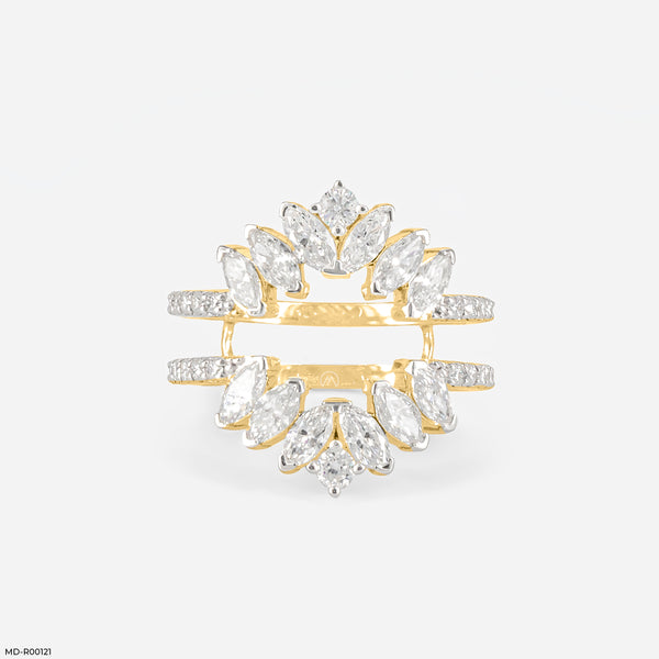 The Trio-Crimson Elliptical Rings 18K Yellow Gold