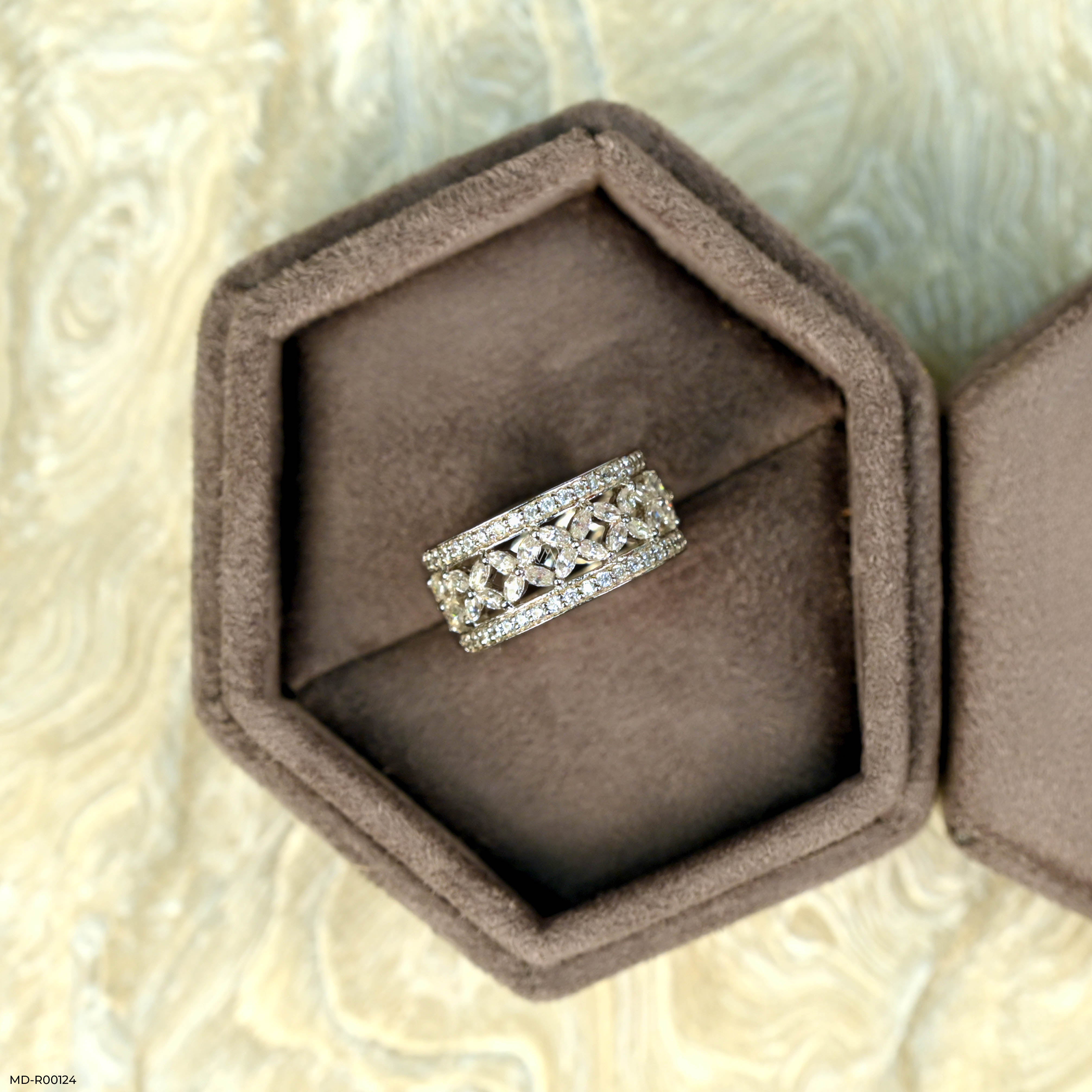 Floral Cluster Eternity Band 9K Yellow Gold