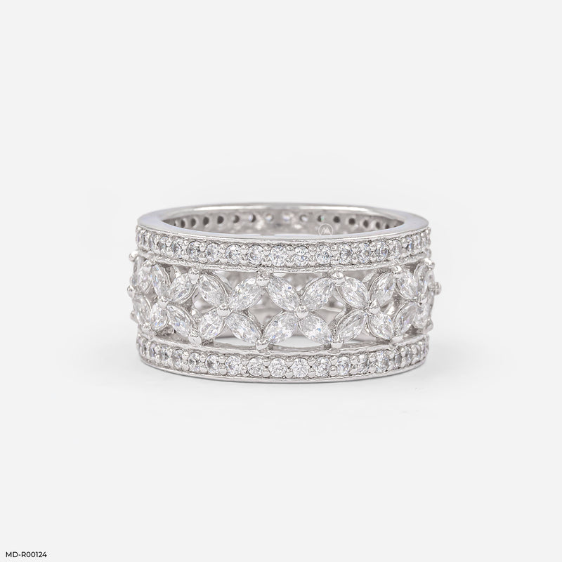 Floral Cluster Eternity Band 18K Yellow Gold