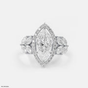3 Carat Fancy Marquise Solitaire Halo Ring 14K White Gold