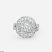 Double Row Pave Sunburst Ring 18K White Gold