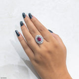 Crimson Lab Diamond Ring 14K White Gold