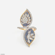 Frozen Leaf Duet Ring 9K Yellow Gold