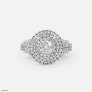 Triple Halo Solitaire Ring Platinum 950