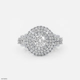 Triple Halo Solitaire Ring 9K Yellow Gold
