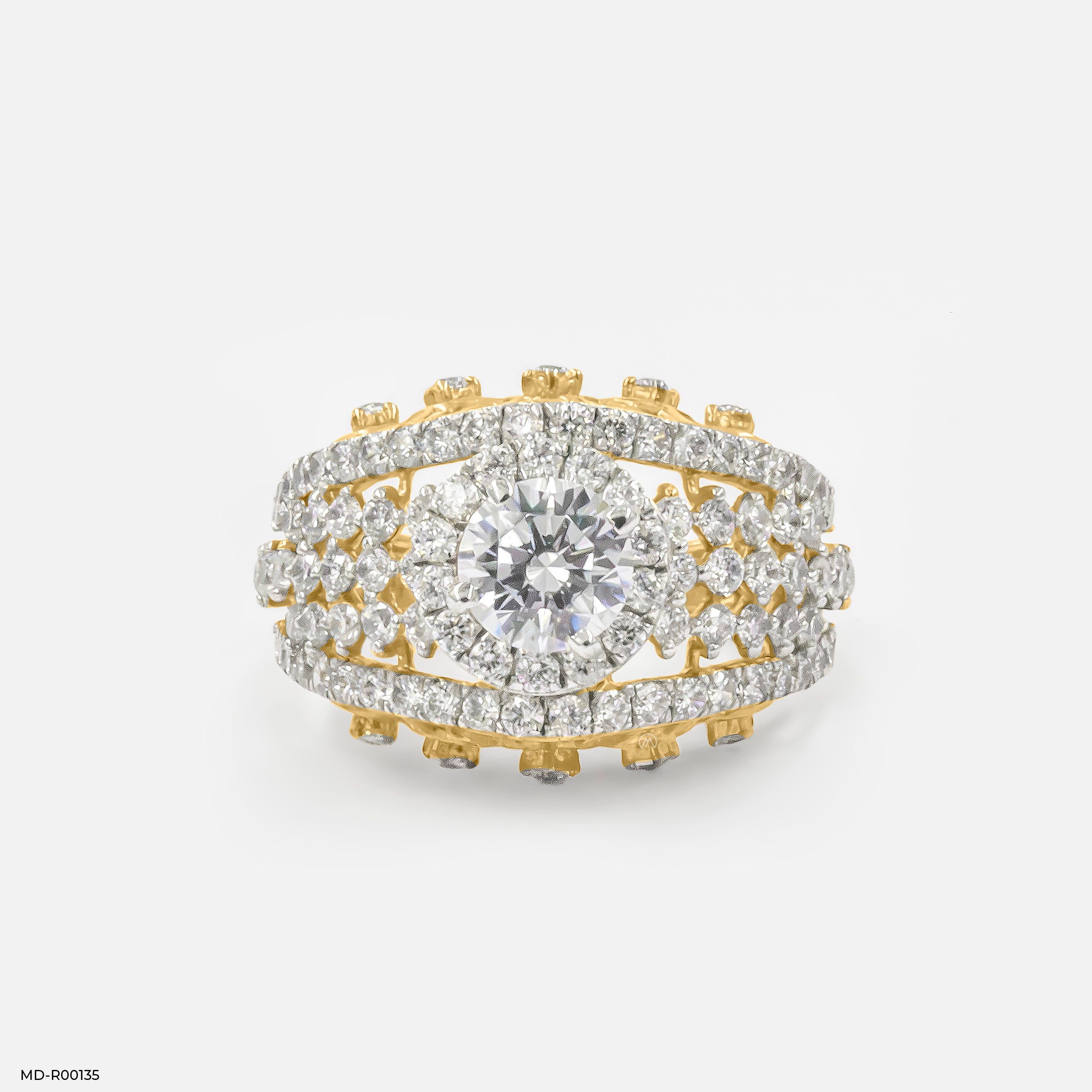 1 Carat Round Pretty Diamond Ring 14K Yellow Gold