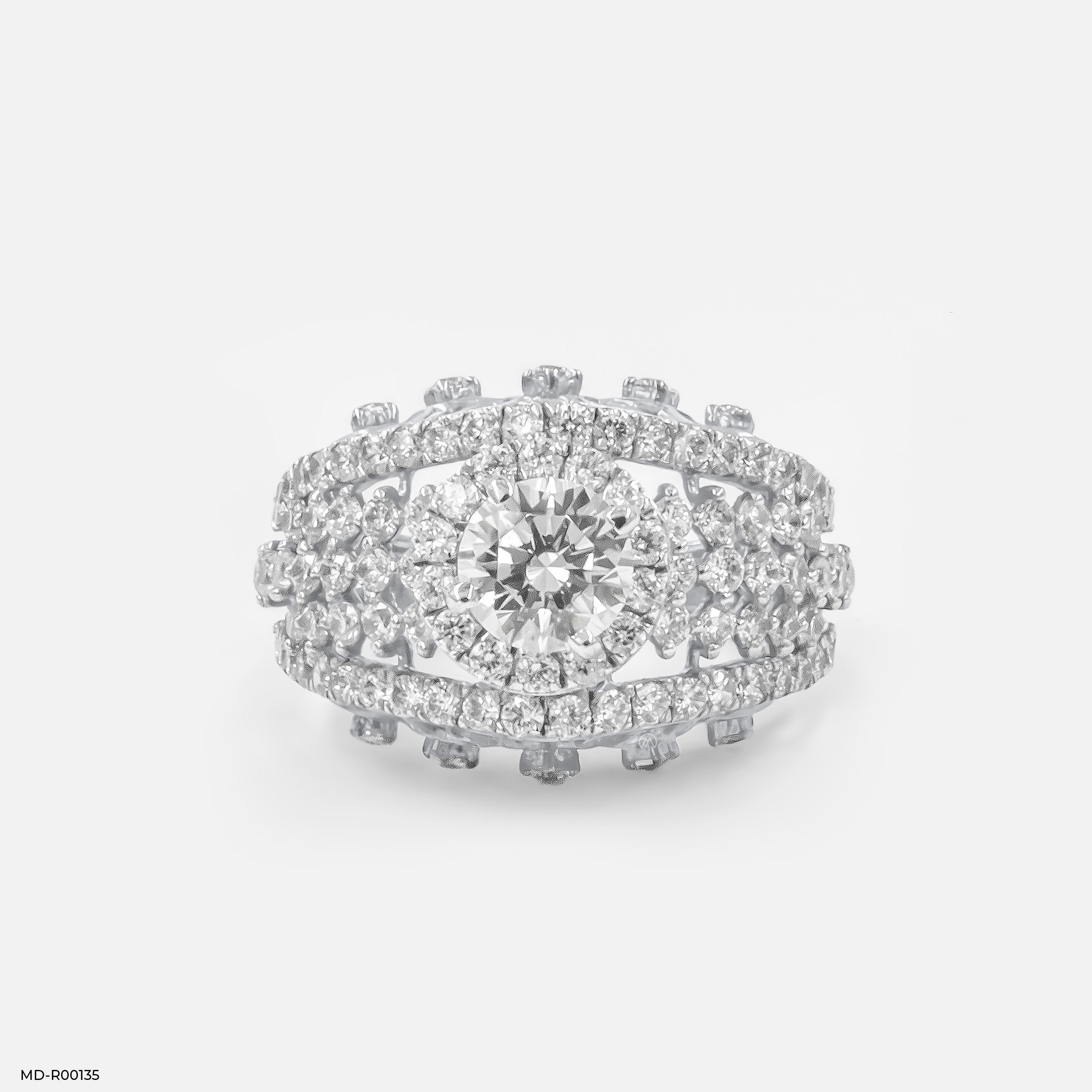 1 Carat Round Pretty Diamond Ring 14K White Gold