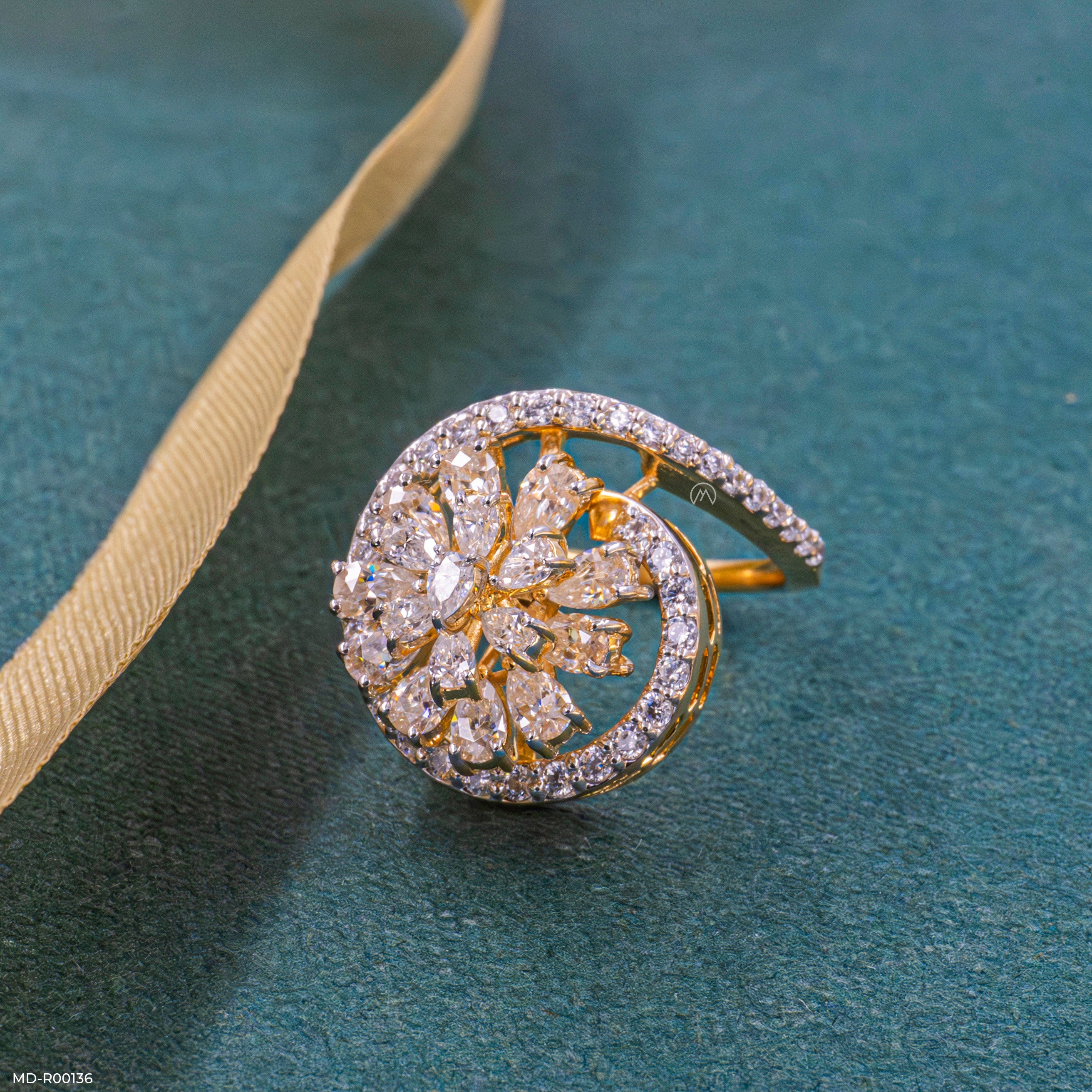 Touch of Petal Diamond Rings 9K Yellow Gold