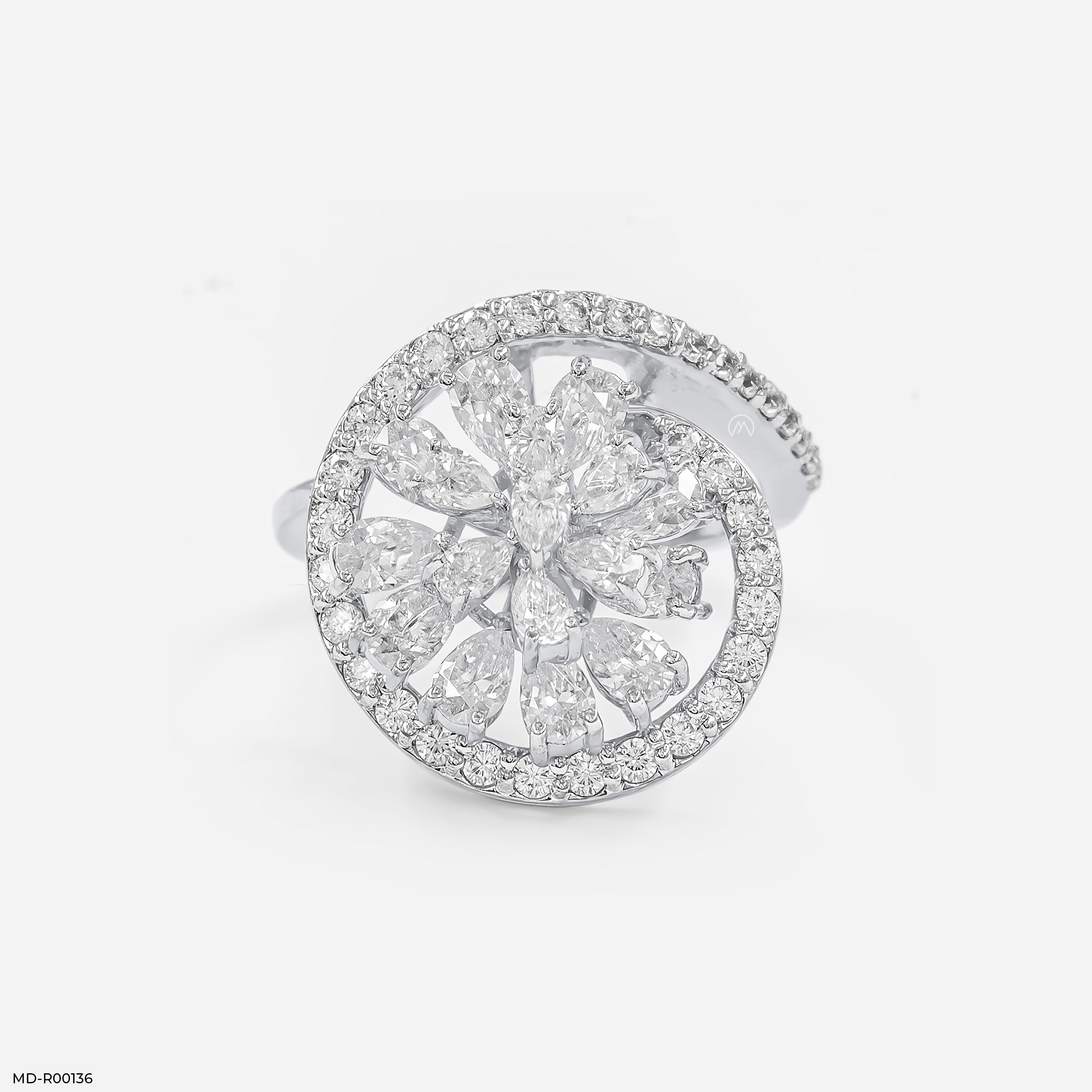 Touch of Petal Diamond Rings 14K White Gold