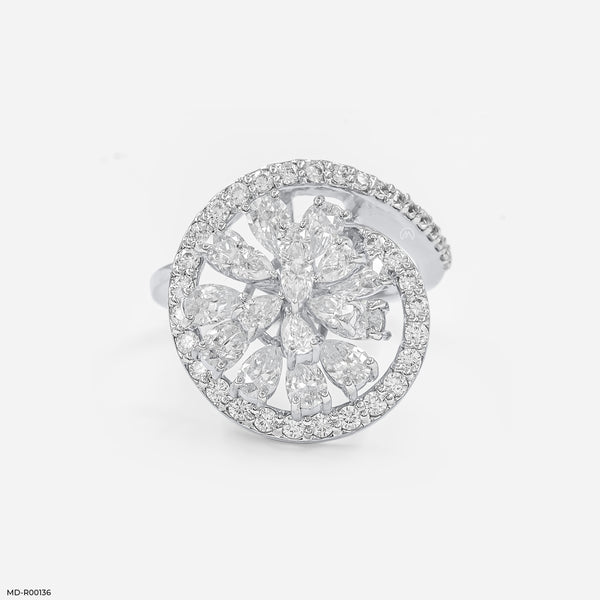 Touch of Petal Diamond Rings Platinum 950