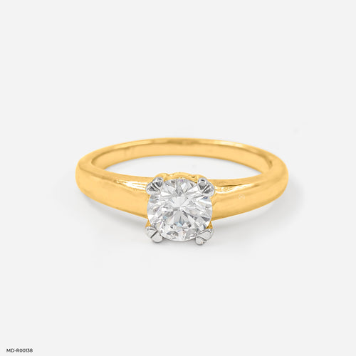 0.75 Carat Round Classic Solitaire Ring 14K Yellow Gold