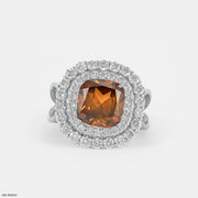Yellow Sapphire Halo Diamond Rings Platinum 950