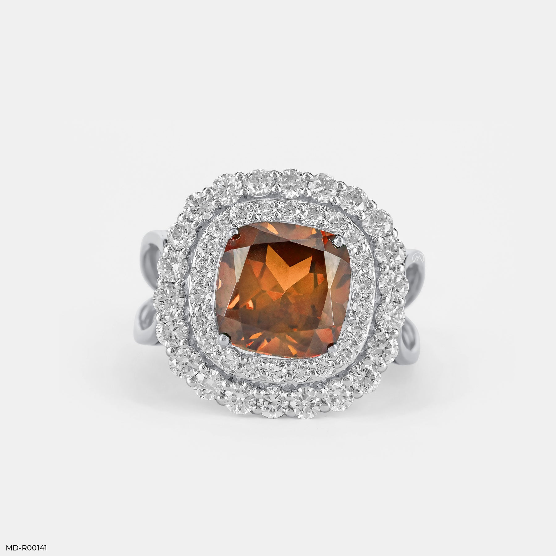 Yellow Sapphire Halo Diamond Rings 18K Rose Gold
