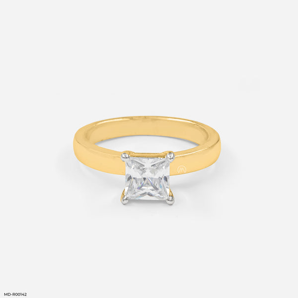 1.5 Carat Princess Cut Ring 14K Yellow Gold