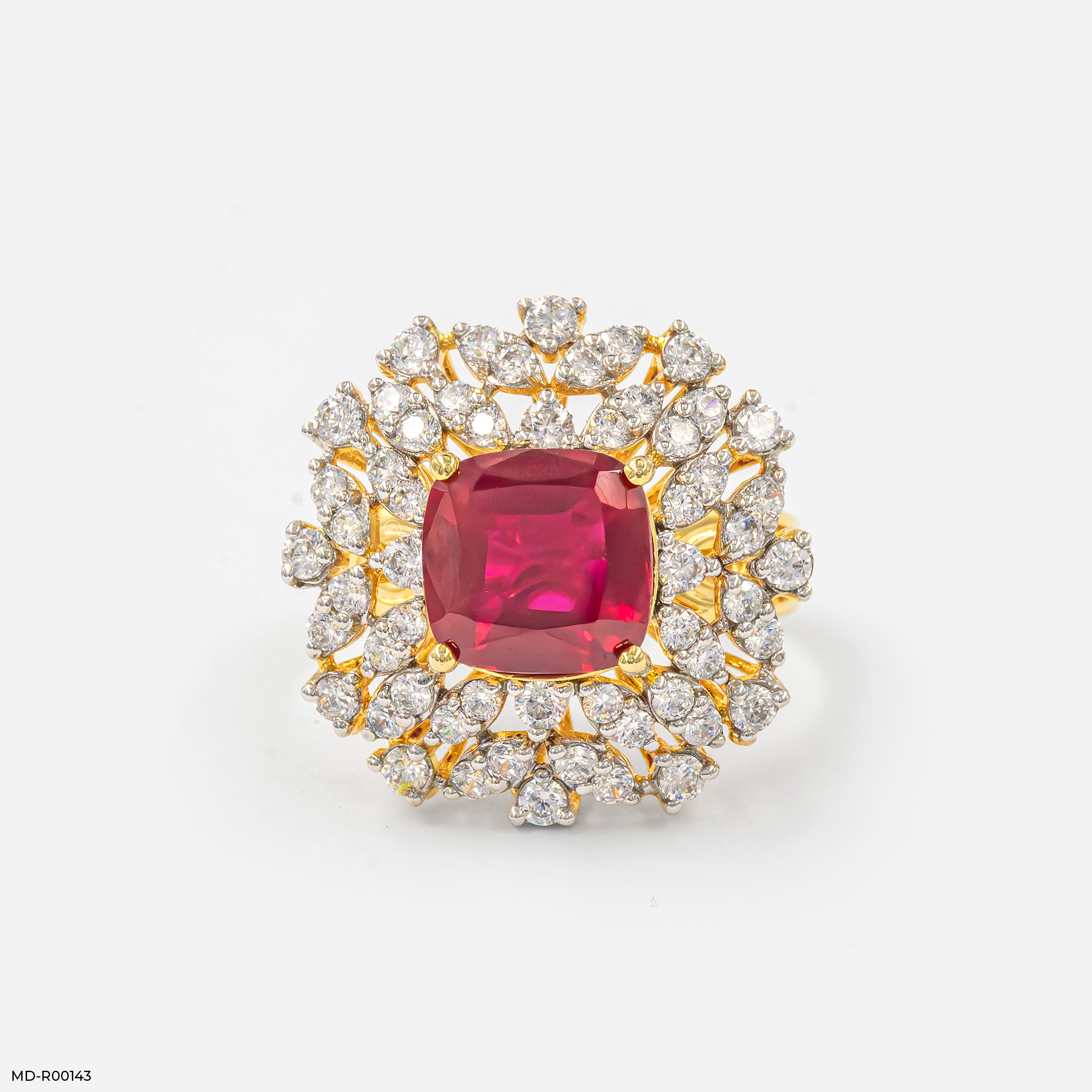 Princess Ruby Diamond Rings 9K Yellow Gold