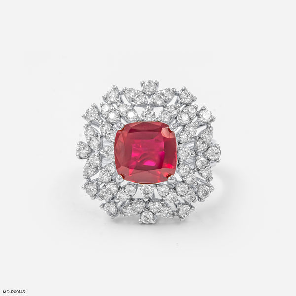 Princess Ruby Diamond Rings Platinum 950
